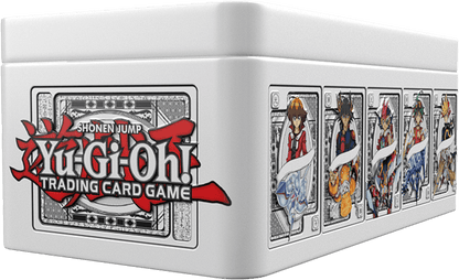 Yu-Gi-Oh! trading card game packaging with character illustrations on a white background