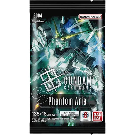 Gundam card game booster pack with Bandai Namco branding on a white background
