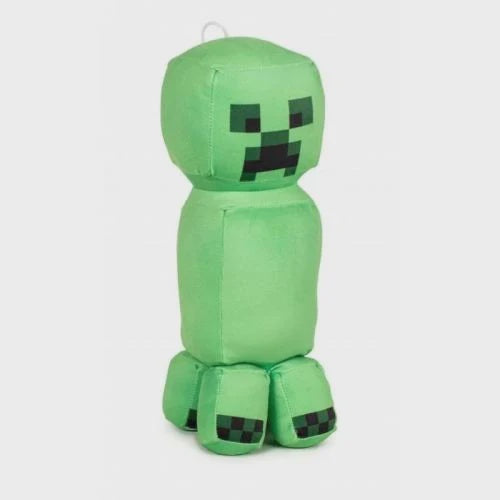 A plush toy resembling a green creeper from the video game MINECRAFT, standing approximately 30 cm tall.