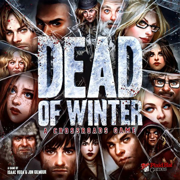 Cover of 'Dead of Winter' game with character faces and game title.