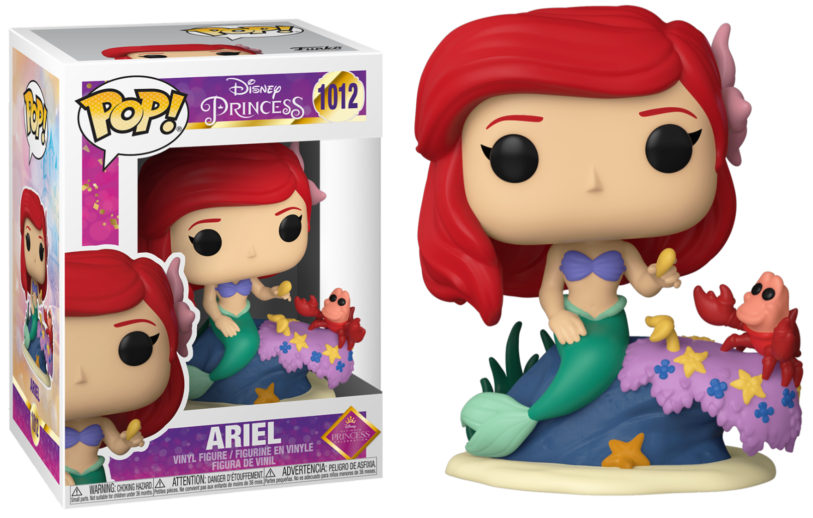 Funko Pop! Ariel figurine from Disney Princess with packaging on a white background