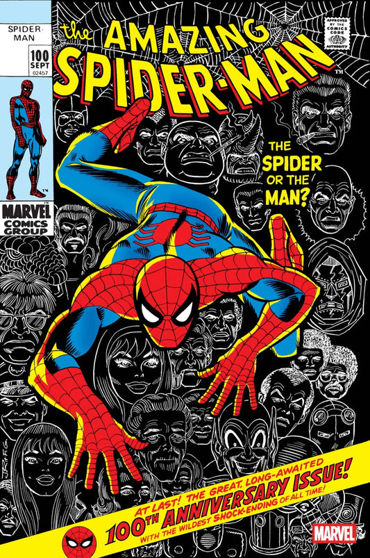 Comic book cover of 'The Amazing Spider-Man' with Spider-Man in the center.