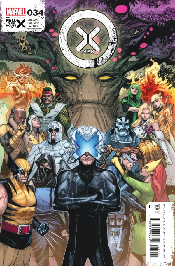 Comic book cover featuring X-Men characters with a large central figure, Marvel logo, and 'X-Men' title.