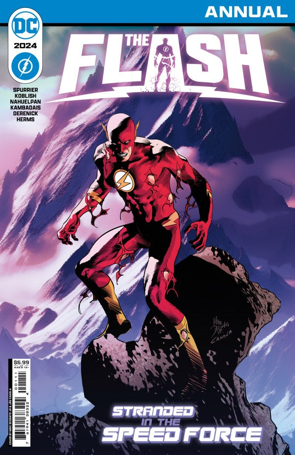 Comic book cover of 'The Flash' Annual with character on mountain peak