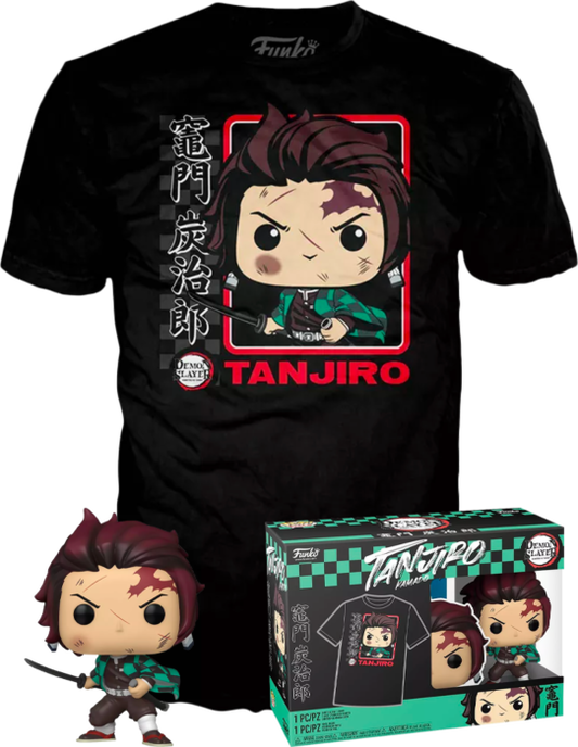 POP! Tees: Demon Slayer: Kimetsu no Yaiba #867 Tanjiro Kamado Vinyl Figure & Unisex T-Shirt