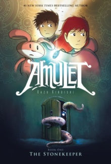 Book cover of 'Amulet' by Vicky Kincaid with two characters and a magical creature.