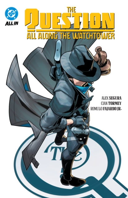 Comic book cover featuring a character in a gray suit and hat with 'The Question' title.