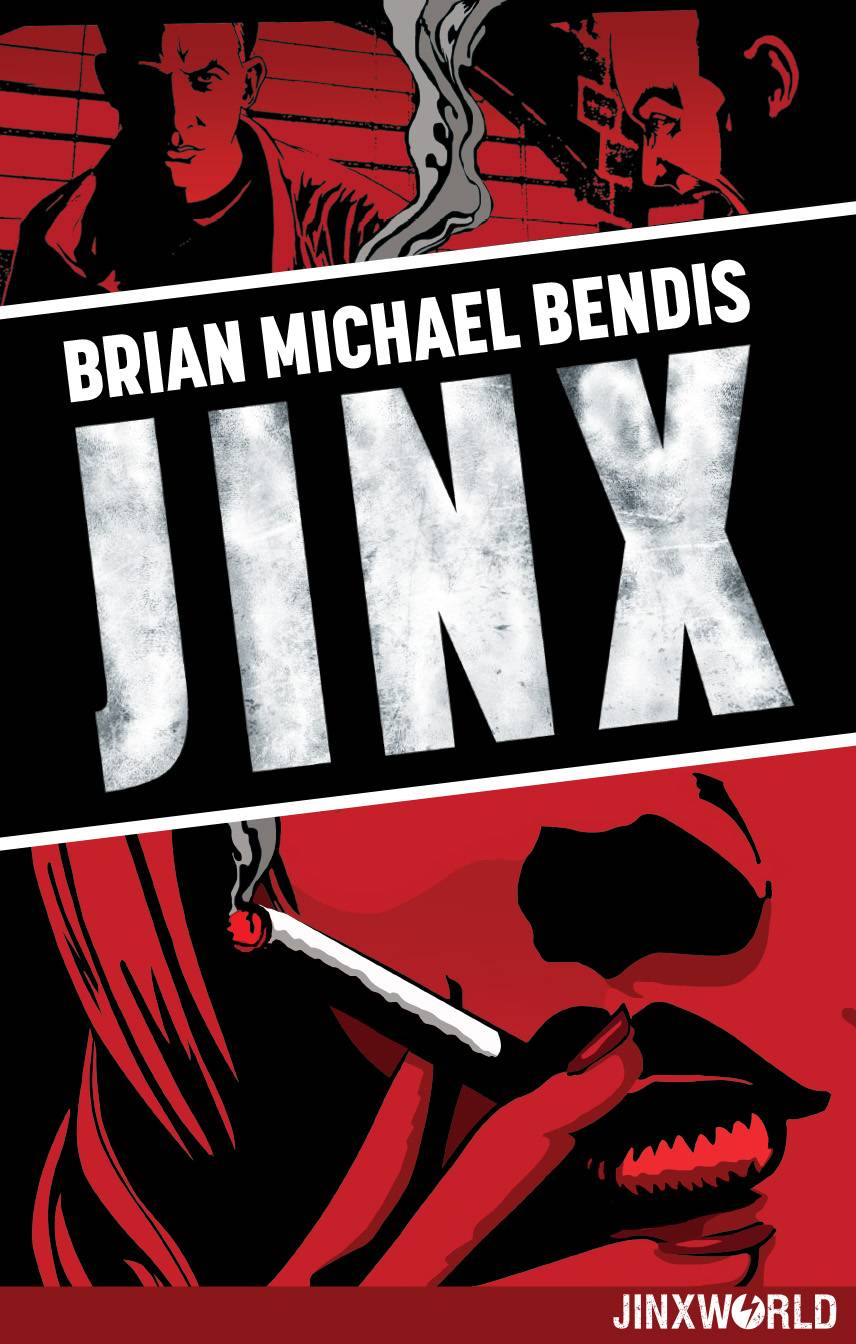 Cover of the graphic novel 'Jinx' featuring a character with a red haircut and a cigarette, set against a dark background with a grungy texture.