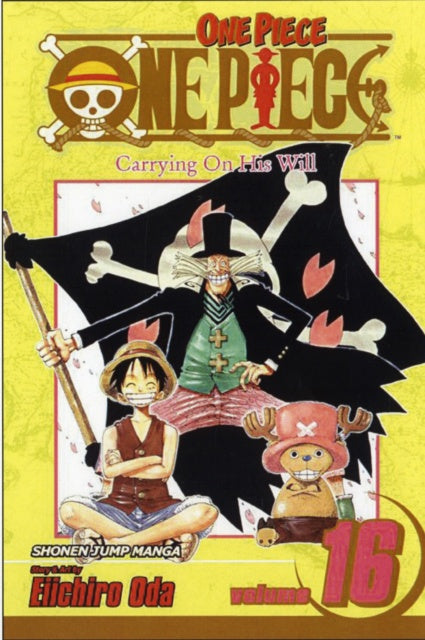 Cover of 'One Piece' Vol. 16 featuring cartoon-style characters from the manga, with vibrant colors and dynamic poses.