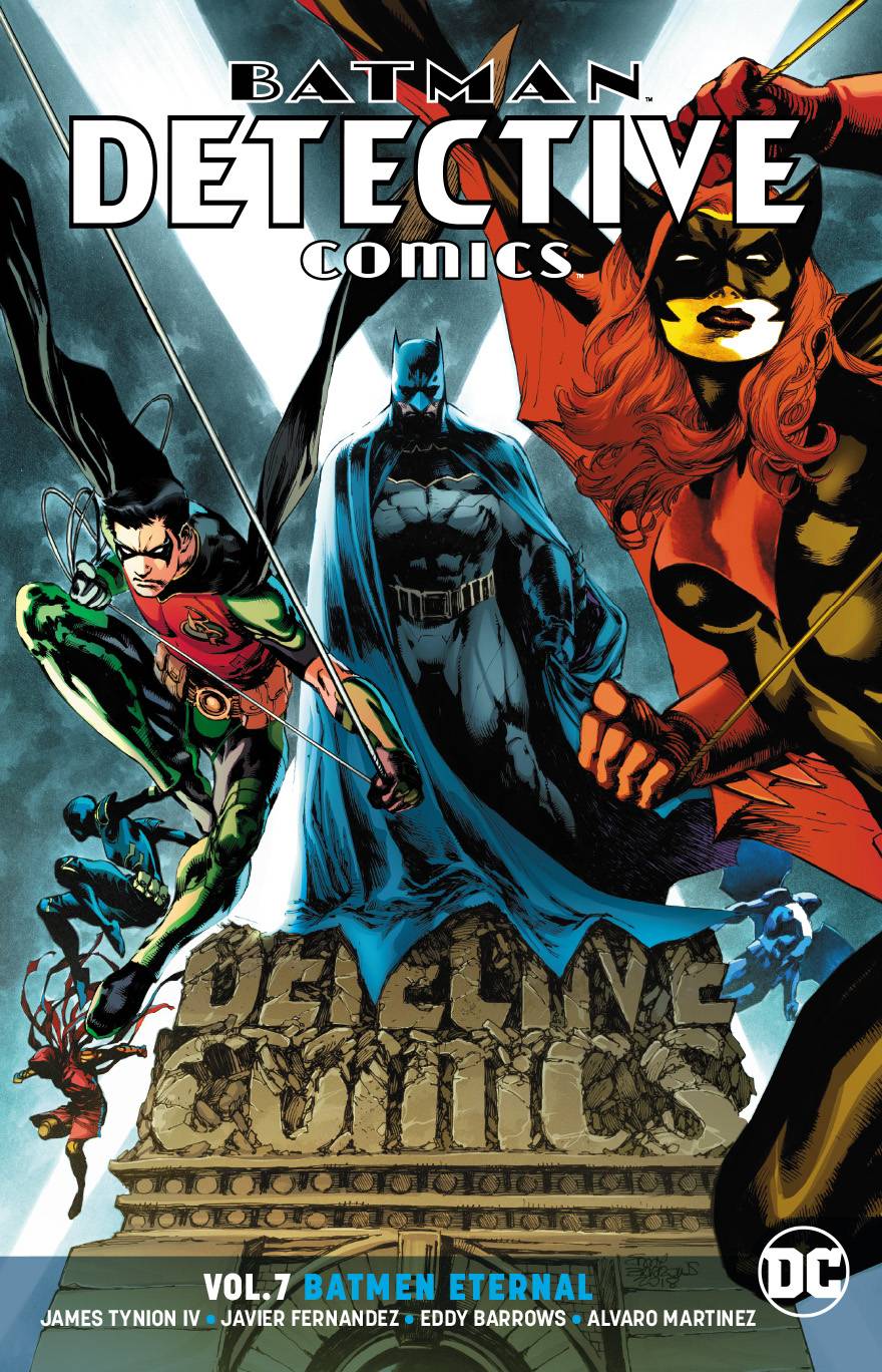 Cover of 'Batman: Detective Comics (Rebirth) (Trade Paperback) Vol. 07 Batmen Eternal' featuring illustrated depictions of Batman and other comic book characters.