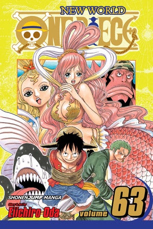 One Piece volume 63 luffy is tied up on the cover